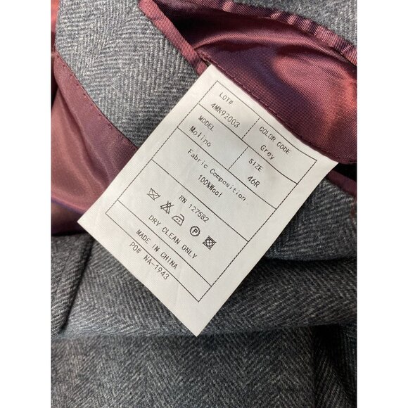 Paul Betenly Lanificio Filarte 100% Wool Gray Herringbone Jacket Coat 46R - Picture 8 of 11